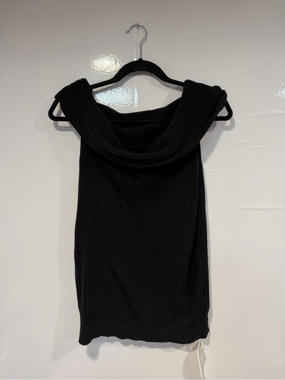 Black Ribbed Off-Shoulder Women’s Sweater